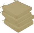 downluxe Waterproof Outdoor Chair Cushions Set of 4, 19" x 19" x 3" Patio Chair Cushion with Non-Slip Ties & Handle, Square Outdoor Cushion for Patio Furniture with Removable Cover, Khaki by Downluxe