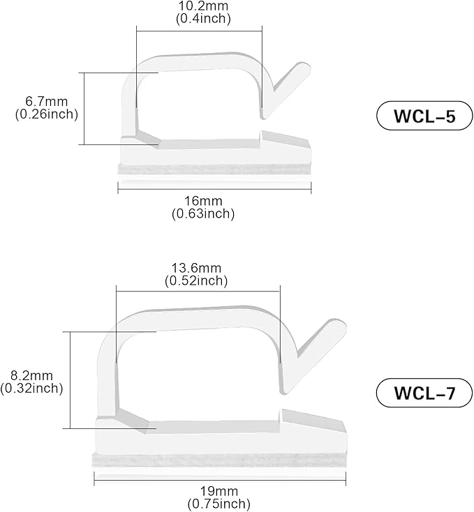XHF 3/4” Adhesive Cable Wire Clips White 60PCS, Cable Staples Outdoor Cable Management Wire Organizer Cord Holder for Under Desk, Car, Wall, TV PC Ethernet Cable - Image 2