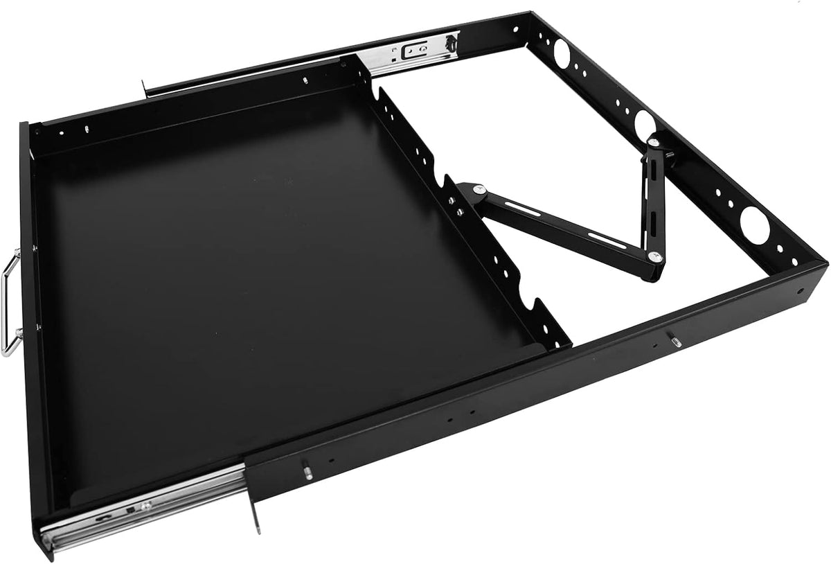 1U Rack Mount Sliding Keyboard Tray Cantilever for Server Data Network Rack by RAISING ELECTRONICS