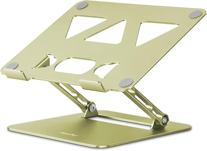 Aoviho Laptop Stand for Desk,Adjustable Laptop Stand Holder and Riser,Foldable Aluminum Notebook Computer Stands for MacBook Air Pro HP Lenovo Dell Samsung Chromebook, 10-15.6 inch,Yellow Green by Aoviho