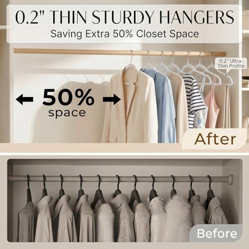 SMARTOR Plastic Hangers 20 Pack - Thin Hangers for Space Saving - White | Heavy Duty for 11Lbs Clothes, Swivel Hook, Non Slip Notches for Camisole, 0.2" Thin for Small Closet, Durable and Flexible - Image 3