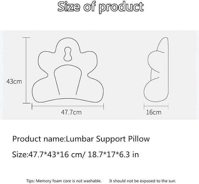 Lumbar Support Pillow for Office Chair, Back Support Pillow for Car, Chair | Office Chair Back Support Improve Lower Back Pain Relief & Sitting Posture, Memory Foam Back Cushion for Long Sitting - Image 7