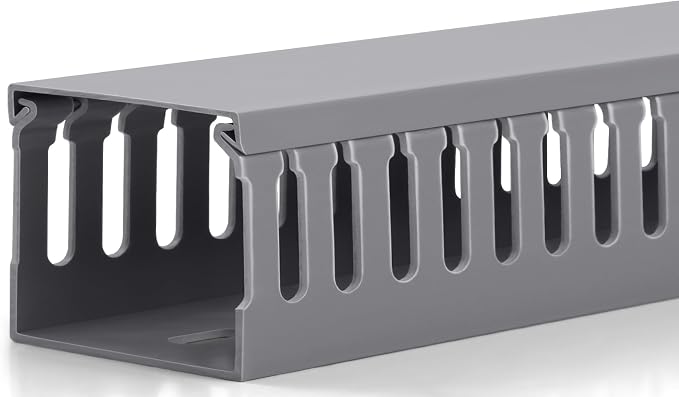 ZhiYo 2" H x 2.4" W Cable Management Raceway, 95in Under Desk Channel, Grey | Slotted Wire Duct, 4Pack, 23.6in Each, Heavy-Duty PVC Cable Management for Server Racks, Network Cables & Electrical Cabinets by ZhiYo