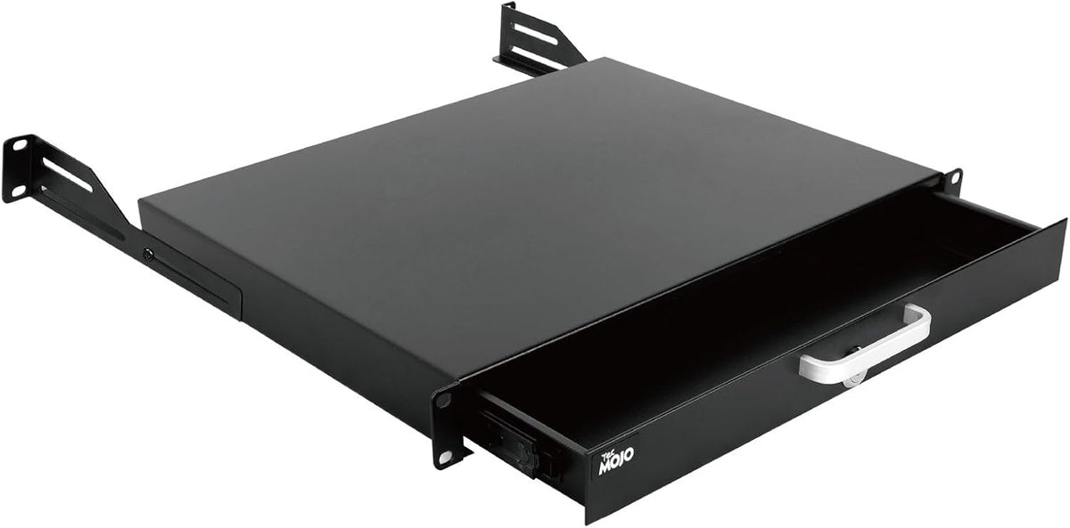 Tecmojo 1U Rack Drawer,Rack Mount Drawer for 19in Network Equipment/Server/AV Rack or Cabinet Enclosure,Sliding and Lockable Server Rack Drawer - Load-Bearing 44lb (20kg),with Cable Management Holes by Tecmojo