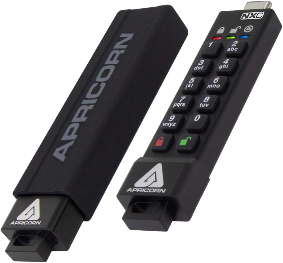 Apricorn 8GB Aegis Secure Key 3 NXC 256-Bit Hardware-Encrypted USB 3.2 Type C Flash Drive, FIPS 140-2 Level 3 Validated (ASK3-NXC-8GB), Black - Image 2