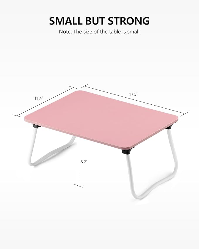 ZEAPTAC Laptop Bed Desk, Foldable Lap Desk, Portable Lap Table, Bed Table, Laptop Stand, Lightweight & Mini Table for Breakfast/Picnic/Drawing/Couch/Floor - Pink - Image 6