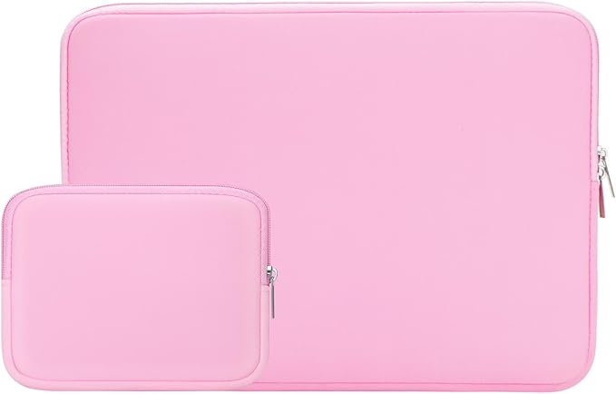 RAINYEAR 15.6 Inch Laptop Sleeve Soft Case with Accessories Pouch, Pink | Protective Case Padded Carrying Cover Zipper Computer Bag Compatible with 15.6 Inch Notebook Tablet Chromebook Laptop by RAINYEARmakelifeeasier