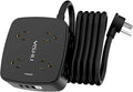 10 Ft Surge Protector Power Strip - 8 Widely Outlets with 4 USB Ports, 3 Side Outlet Extender with 10 Feet Extension Cord, Flat Plug, Wall Mount, Desk USB Charging Station, ETL, Black by YISHU