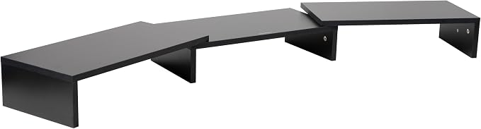 Mind Reader Dual Monitor Stand, Desktop Organizer, Laptop Riser, Office, MDF, 51.25"L x 9.25"W x 4.75"H, Black - Image 2