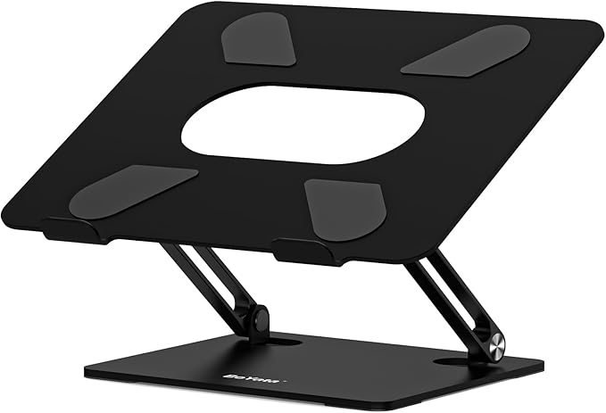 BoYata Laptop Stand, Adjustable Multi-Angle Riser, Up to 17 Inches, Black | Sturdy Alloy Steel, Heat-Vent Design and Silicone Pads Support Laptops up to 17 Inches, Including MacBook and Surface by Boyata
