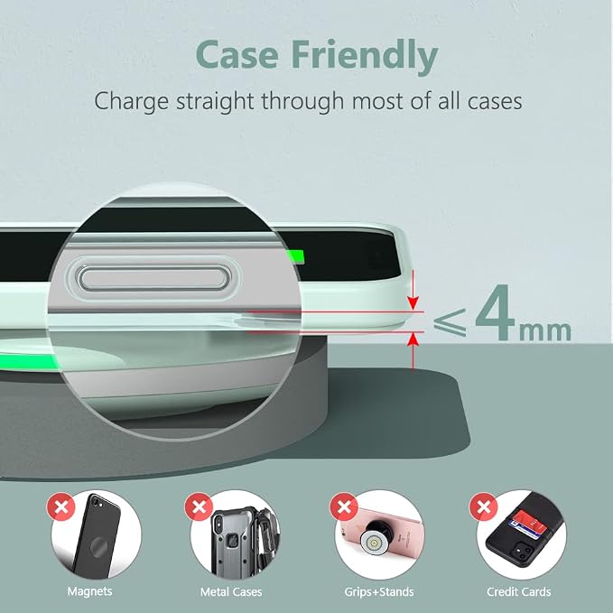 Yootech Wireless Charger,10W Max Wireless Charging Pad Compatible with iPhone 17/17 Pro/17 Pro Max/Air/16/15/14/13/SE 2022/12/11,Samsung Galaxy S25/S24/S23,for AirPods Pro 3(No AC Adapter) - Image 4
