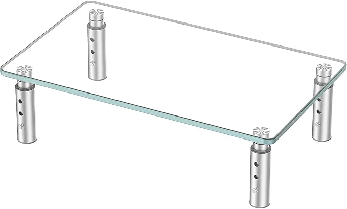 Hemudu Monitor Stand -3 Adjustable Height Monitor Riser, Computer Monitor Stand, Desktop Organizer, Monitor Stand Riser for PC, Computer, Laptop Clear by HEMUDU