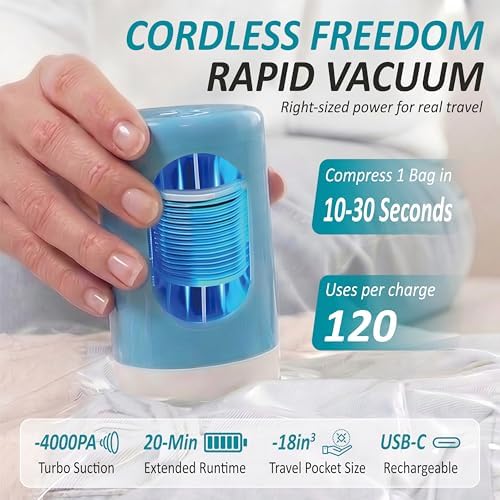 Travel Vacuum Storage Bags with Rechargeable Cordless USB Pump, 26 Combo - Image 3