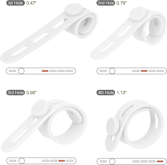 Donruby 24Pcs Silicone Cable Ties, Reusable Cord Organizer Straps, White | Adjustable, Multipurpose, 5.12" High-Elasticity Cord Wraps for Bundling Electronics, Home Office Travel Essentials - Image 3