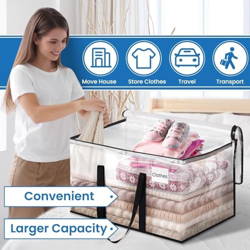 RoomHacks Moving Bags, Heavy Duty Large Storage Bags, 125L, 2 Pack, Clear | Water-Resistant Packing Bags with Reinforced Handles & Dual Zippers, Foldable Storage Totes for Dorm Move & Home Organization - Image 4