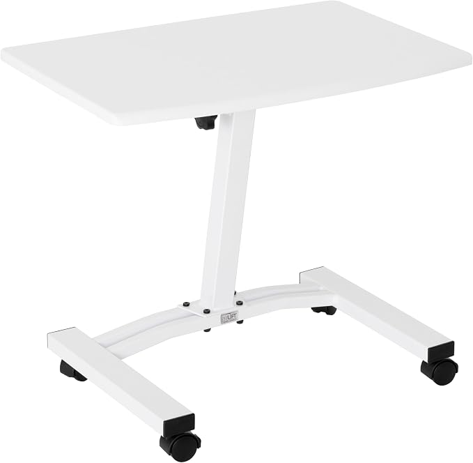 Seville Classics Airlift Mobile Height Adjustable Laptop Stand Computer Workstation for Sitting Classroom Home Office Medical Table w/Wheels, Flat Desk 24", White - Image 9