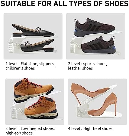 NVGSN Shoe Slots Organizer 40 Pack - Shoe Stackers, Space Savers 50%, 4 Levels Adjustable, Double Layer Holders for Closet, White - Image 4