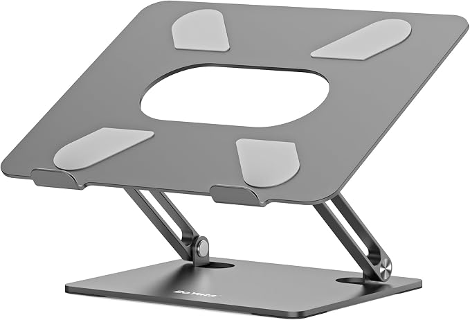 BoYata Laptop Stand, Adjustable Multi-Angle Riser, Up to 17 Inches,Gray | Sturdy alloy steel, heat-vent design and silicone pads support laptops up to 17 inches, including MacBook and Surface by Boyata