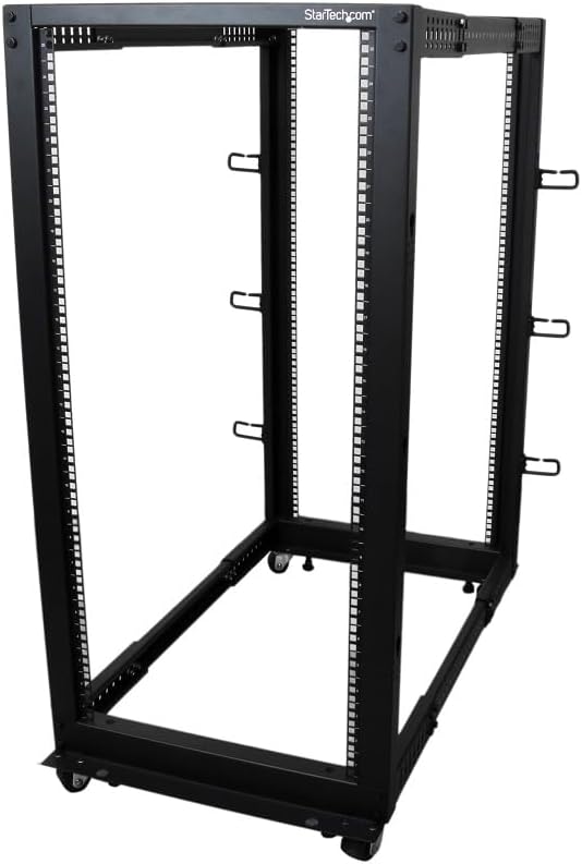 StarTech 25U 4-Post Open Frame Server Rack, 19in, 1200lb/544kg, Mobile by StarTech.com