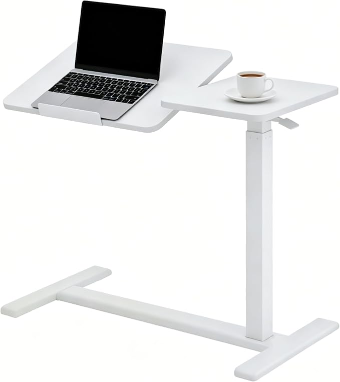 KEIKI Height Adjustable Rolling Laptop Desk, Portable Mobile Standing Workstation with Tiltable Top for Home Office Classroom, Beige by KEIKI
