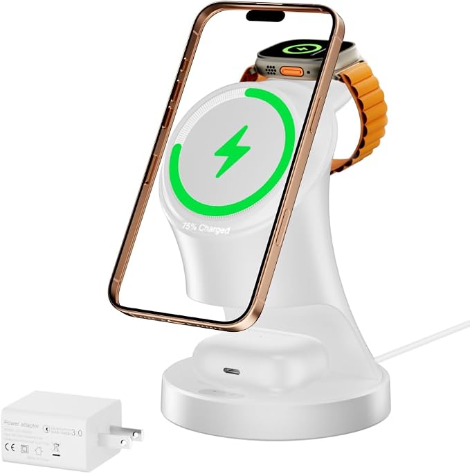 3 in 1 Wireless Charging Station for Apple Devices,Magsafe Charger for IPhone17 16 15 14 13 12 Pro/Max/Plus/Mini Wireless Charger Station for AirPods 2/3/4Pro iWatch Ultra11/10/9/8/7/SE/6/5/4/3/2 by MPAARGOOW