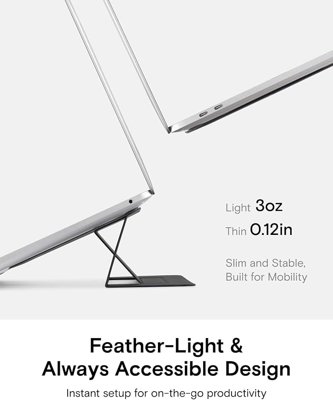 MOFT Laptop Stand for Desk, Adhesive MacBook Computer Stand with 2 Adjustable Viewing Angles, Foldable and Portable Laptop Riser Compatible with 11"-16" Laptops, Earthen Beige(Adhesive Version) - Image 2