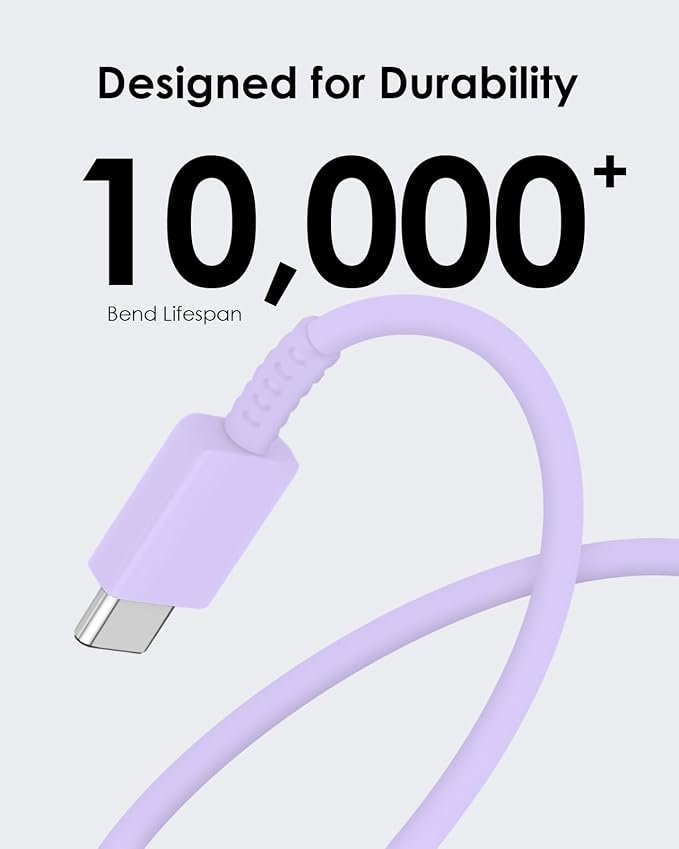 AISNI USB C Charger, 2 Pack 25W Type C Charger Fast Charging with USBC Chargers Cable 6 FT Android Phone Charge for Galaxy S25/ /S24/S23+/S22/S21/S20/Phone 17 16 15 Pro Max 16 15 Plus-Purple - Image 7