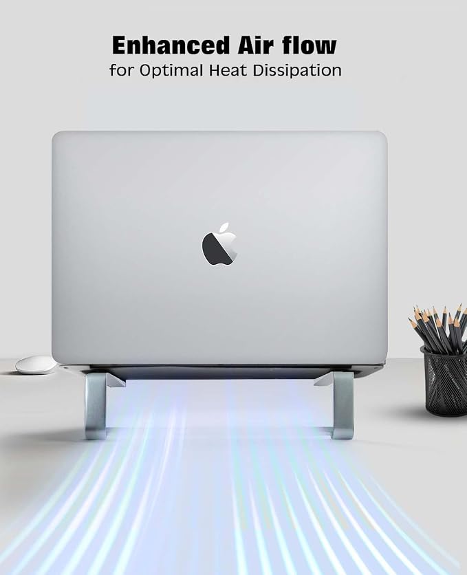 Thibault Laptop Stand for Desk - Aluminum Ergonomic Computer Stand，Laptop Riser, Cooling Laptop Holder, Compatible with MacBook Air Pro/Dell/HP/Lenovo/Alienware and 13-17 inches Laptops, Blue Grey - Image 3