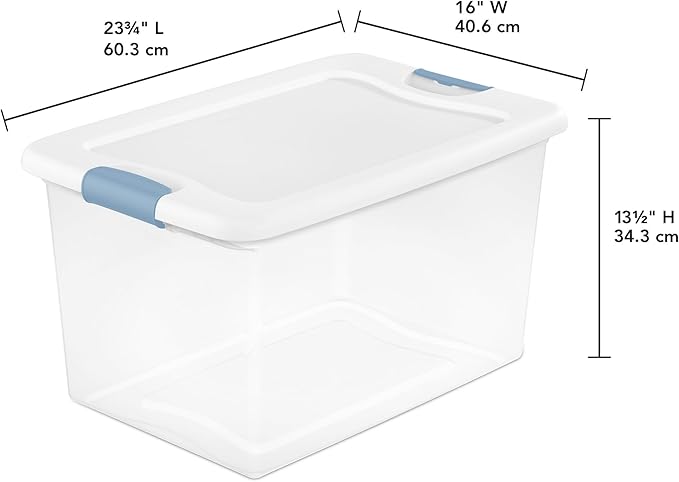 Sterilite Latching Box with Lids for Home and Office, 64 Quart, 8-Pack | Heavy-Duty and Stackable Plastic Containers with Latches for Closet, Cabinet, Bedroom, Bathroom and Dorm Room Organization - Image 2