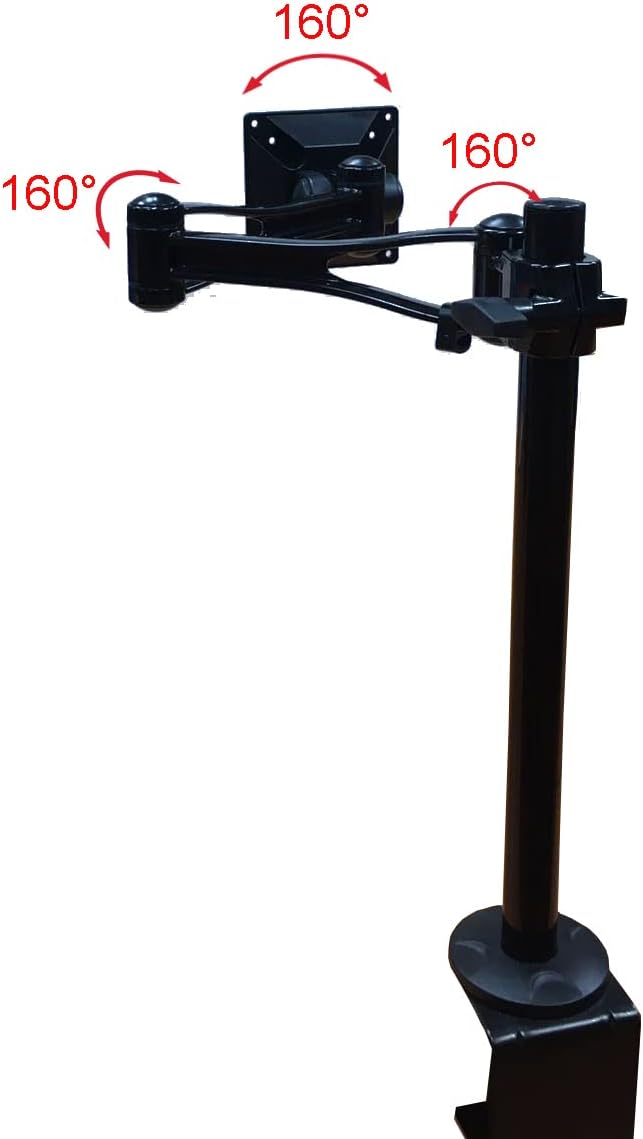 Height Adjustable Double Swivel Monitor Desk Mount Stand for Single Monitor up to 27 inches - VESA Mount Compatible - Image 5
