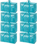 TICONN 8 Pack Extra Large Moving Bags Heavy Duty with Zippers & Carrying Handles, Durable Storage Bags Moving Boxes for Closet Organizers and Storage (8 Pack, Aqua) by TICONN