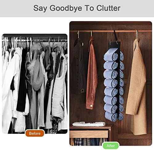 DHSFKBE Legging Organizer Storage, T-Shirt Organizer, Foldable Hanging Closet Organizer, Hanging Clothes Organizer with 16 Roll Compartments for Yoga Clothes, Shirt (Black) - Image 4
