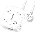 3Ft Surge Protector Power Strip - 8 Widely Outlets with 4 USB Ports, 3 Side Outlet Extender with 3 Feet Extension Cord, Flat Plug, Wall Mount, Desk USB Charging Station, ETL, White by YISHU