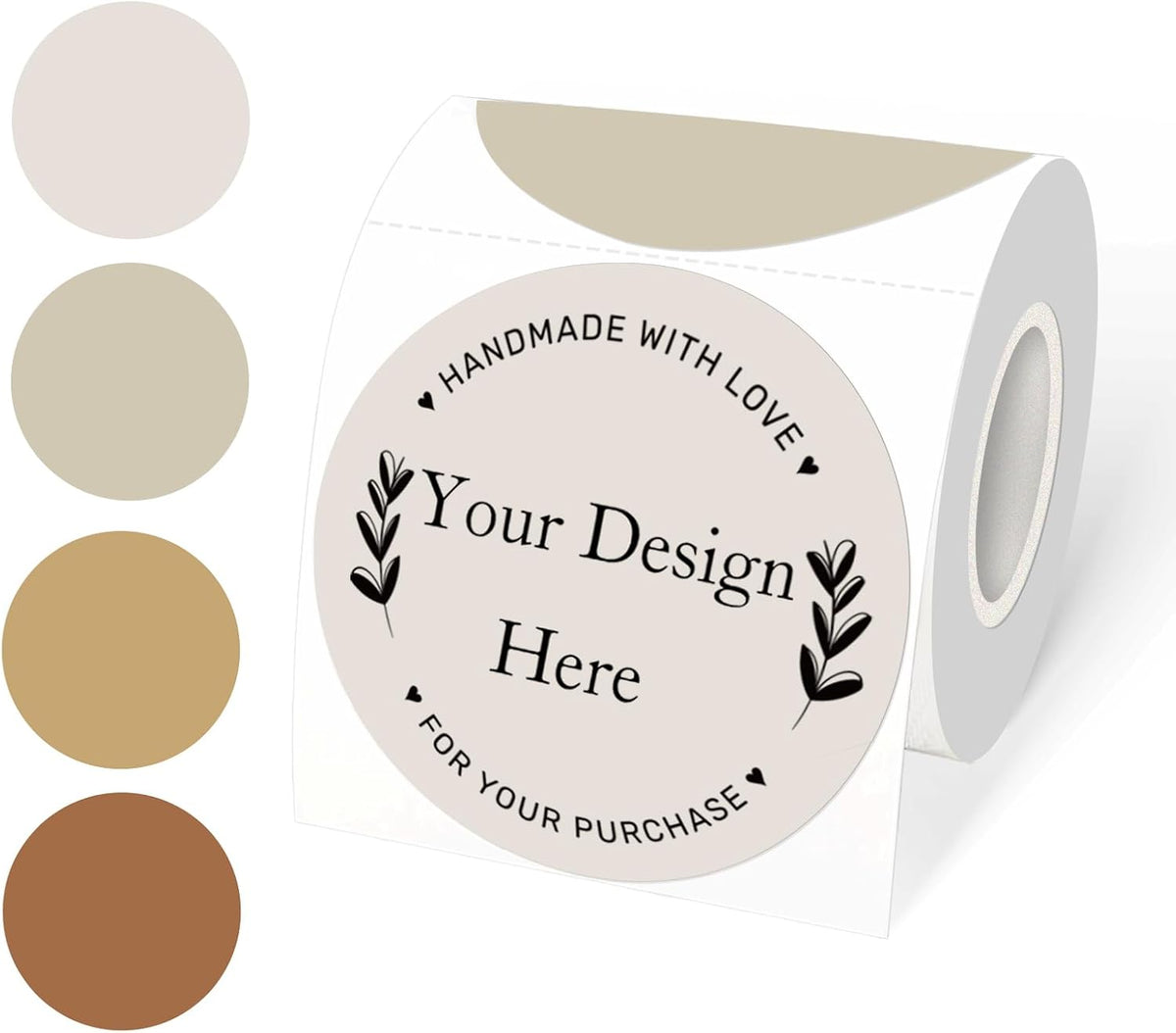 3 Inch Round Thermal Label Printer Stickers, Beige Gradient Self-Adhesive Direct Thermal Labels Stickers, Waterproof/Perforation Line Design- 300 Sheets by Yegawen