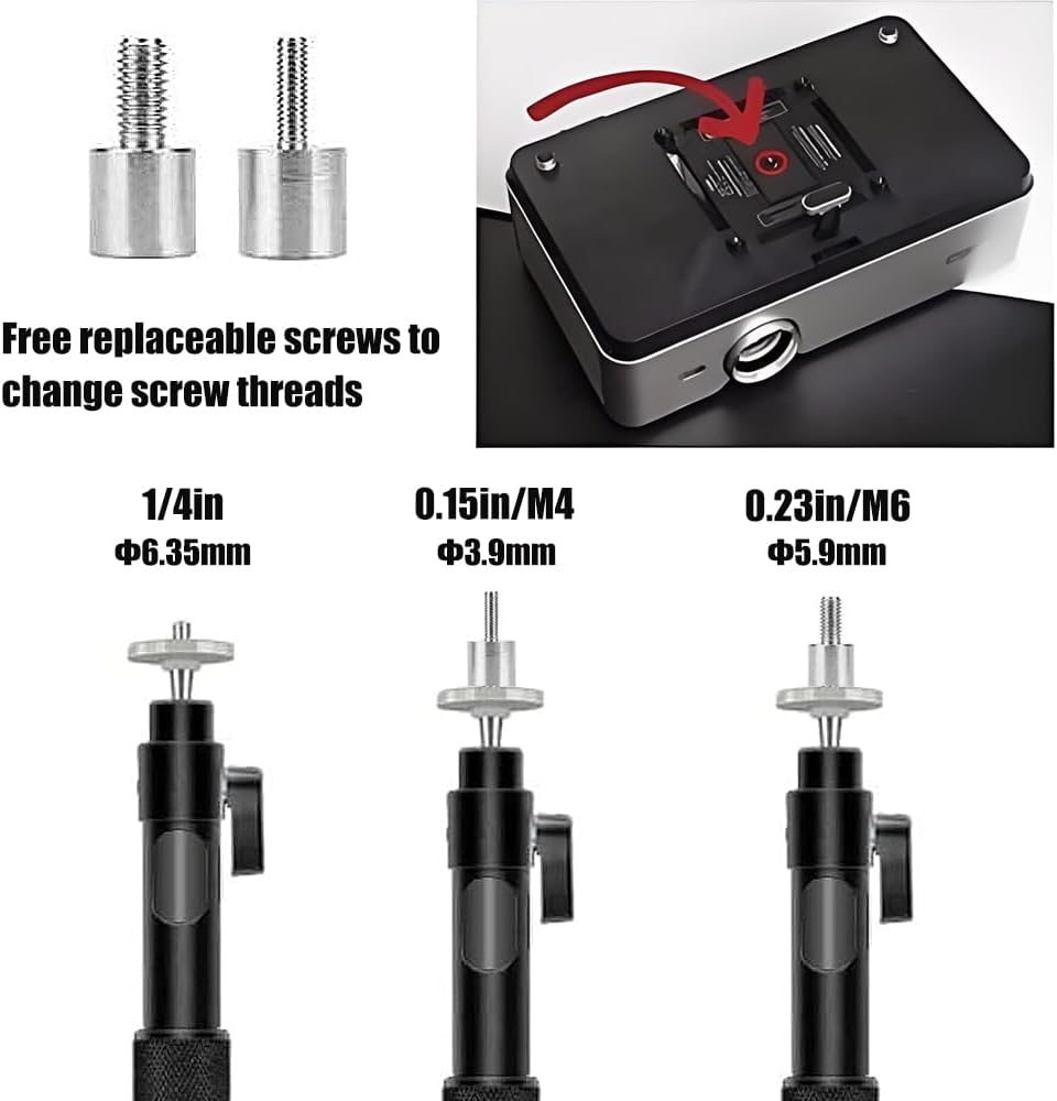 2-Be-Best Upgraded Projector Mount, Better Fixed Projector Ceiling Mount Projectors Wall Mounts with Extendable Length 14-24 in / 37-62 cm 360° Adjustable Projectors Mounts Black - Image 3