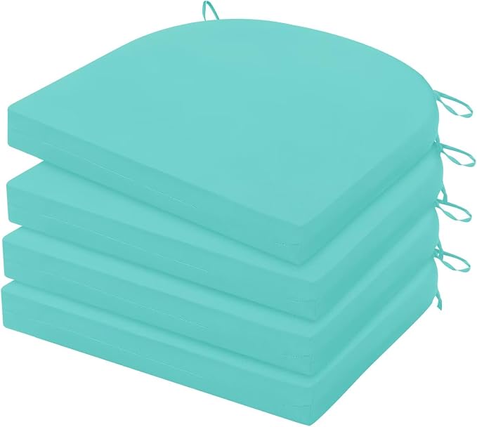 HARBOREST Outdoor Chair Cushions Set of 4, Water Resistant Patio Chair Cushions with Ties, Outdoor Seat Cushions for Patio Furniture, 17"x16"x2", Teal by HARBOREST
