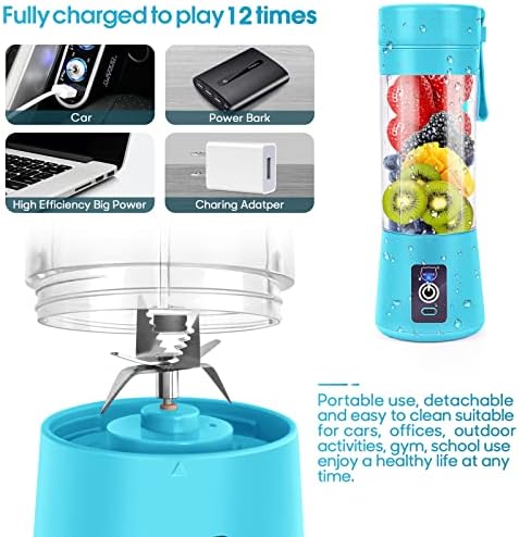 Portable Blender, Personal Mini Juice Blender with Six Blades in 3D(Blue) - Image 5