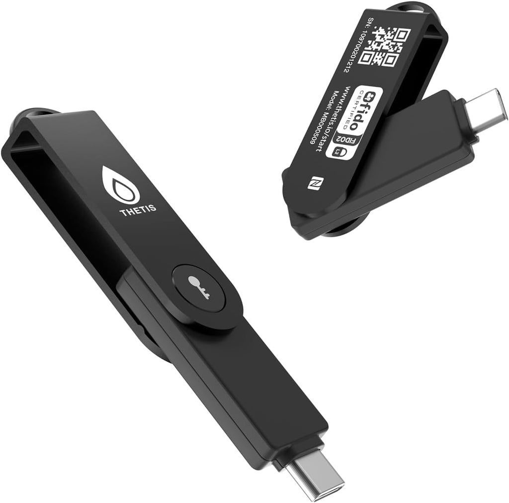 Thetis Pro-C FIDO2 (L2) Security Key Passkey Device with USB C & NFC, TOTP/HOTP Authenticator APP, FIDO 2.0 Two Factor Authentication 2FA MFA, Supports Windows/macOS/Linux/Gmail/Facebook/Dropbox by Thetis