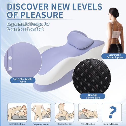 Intimacy Pillow Wedge - Sweet Spot Pillow for Couples, Memory Foam Ergonomic Support Cushion, Multi-Position Couples Pillow, Removable Washable Cover for Relaxation & Play (Purple Grey) - Image 3