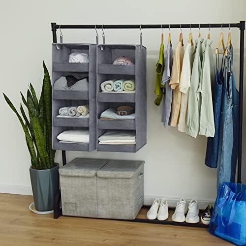 GRANNY SAYS 4-Shelf Hanging Closet Organizer, Foldable Storage, Gray | 44 lb Capacity, No-Sag Support, Keeps Clothes Neat, Folds Flat, Fits RV, Dorm & Small Closets, 2 Pack - Image 2