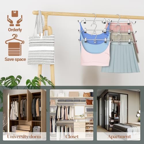 Pants Hangers Space Saving,Stackable Skirt Hangers with Clips, Hanging Closet Organizer and Storage,Clothes Hangers, College Dorm Essentials Apartment Essentials- 24 Pack - Image 3