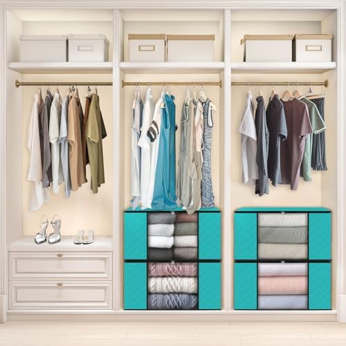 Fab totes 4 Pack Storage Bags for Clothes Blanket Storage Bins with Lids | Foldable Closet Organizers with Zippers,Window and Handles,Fabric Storage Bins for Sweater,Comforter,Bedding,Dorm essentials - Image 6