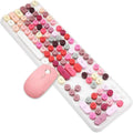 Colorful Wireless Keyboard and Mouse Combo,Cute Typewriter Bubble Keys,Pink | Aesthetic Round Keycaps,Removeable Floating Circle Keys,2.4GHz USB Receiver,Full-size with Number Pad for PC Laptop Desktop by LETTON
