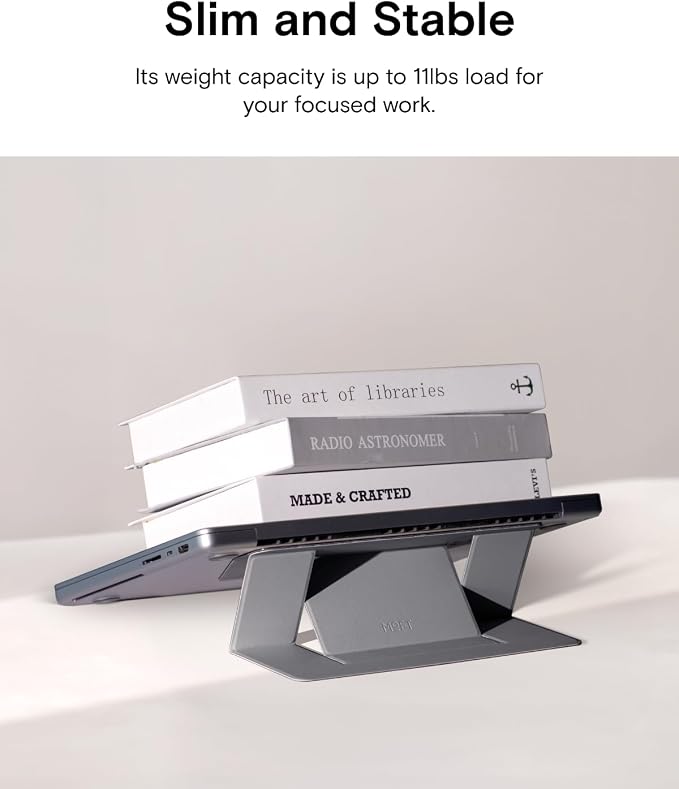 MOFT Invisible Slim Laptop Stand, Adhesive And Reusable, Adjustable Perfect Viewing Angles, Compatible with Laptops Up to 15.6", Grey - Image 6