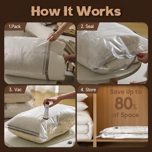 Rechargeable Pump Vacuum Bags for Travel Packing,15 Packs Large Size Vacuum Seal Bags for Luggage and Suitcase Compression, Space Saver for Bedding and Clothing Organization - Image 3