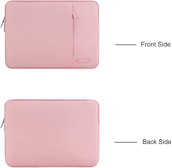 MOSISO Laptop Case 13.3 inch, 13-13.3 inch Laptop Sleeve Bag with Pocket | Compatible with MacBook Air/Pro 13/Pro 14 M5 M4 M3 M2 M1, HP Dell ASUS Lenovo, Polyester Vertical Computer Bag, Pink - Image 2