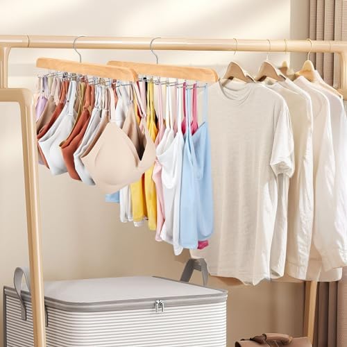 Tank Top Hanger with Premium Wood, 24 Large Capacity, Space Saving,360 Degree Rotating, Foldable Metal Hooks, Tank Tops - Image 7