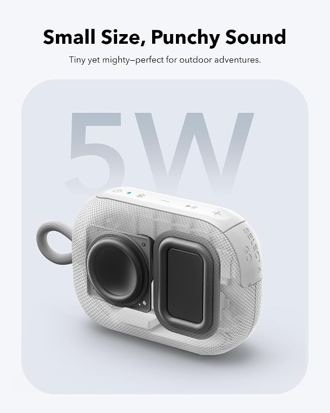 Soundcore Select 4 Go Bluetooth Shower Speaker by Anker, IP67 | 20H Playtime, Floatable, Dustproof, Ultra-Portable Bluetooth Speaker, Powerful Sound, Ideal for Outdoors/Home/Travel-White - Image 3