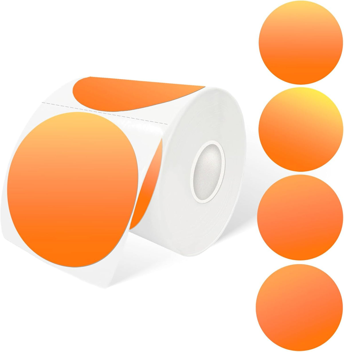 3 Inch Orange Round Thermal Stickers, Self-Adhesive Circle Direct Thermal Labels, Multi-Purpose Roll Stickers for DIY Logo Design, QR Code, Name Tag (410 Labels, 1 Roll) by Yeachlaing
