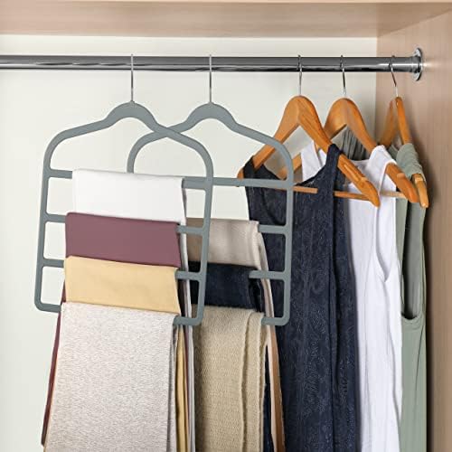 Velvet Pant Clothes Hanger Space Saving Non Slip Hanger Jean Slack Hangers | Multiple Velvet Hanger Closet Organizer Storage and Organization for Jeans,Scarf,Tie(Grey, 3) - Image 4